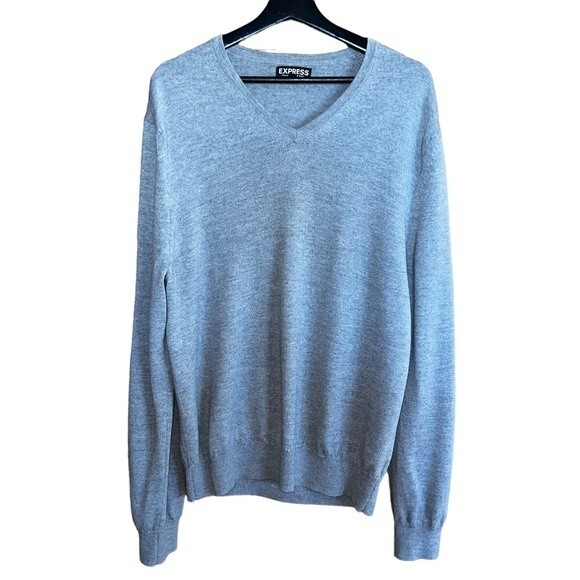 Express Mens Merino‎ Wool Sweater Grey Size XL - Picture 1 of 10